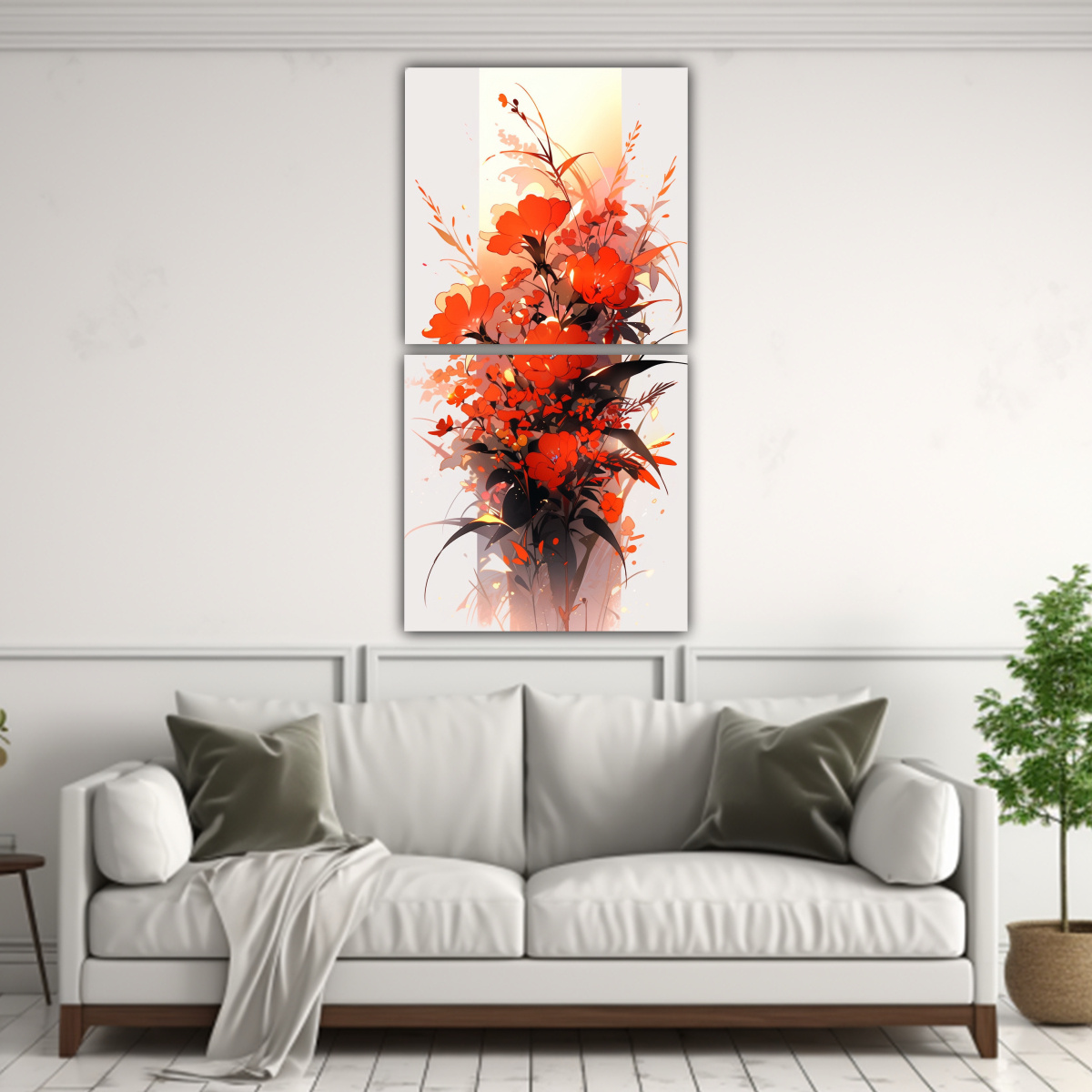 DOS COMPOSICIONES ACUARELA CON COLORES 80X160 CM - 2