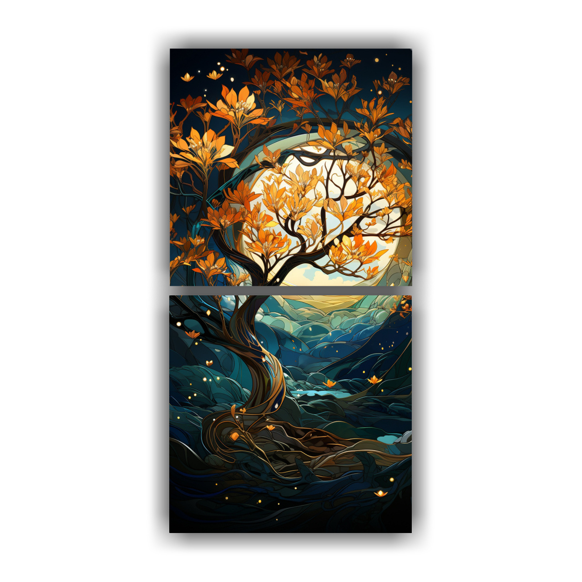 PINTURA DECORATIVA DOS CUADROS IMPRESO 70X140 CM - 1