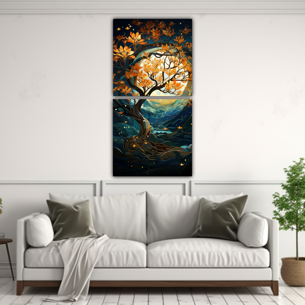 PINTURA DECORATIVA DOS CUADROS IMPRESO 70X140 CM - 2