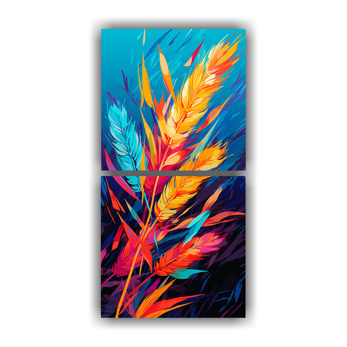 CUADROS DE DECORACIÓN CON DOS TELAS EN BASTIDOR, 40X80 CM - 1