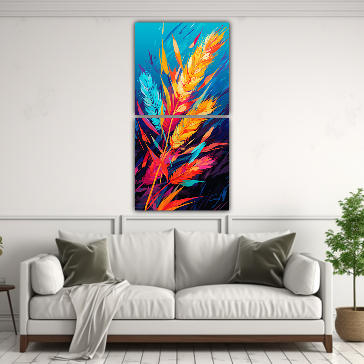 CUADROS DE DECORACIÓN CON DOS TELAS EN BASTIDOR, 40X80 CM - 2