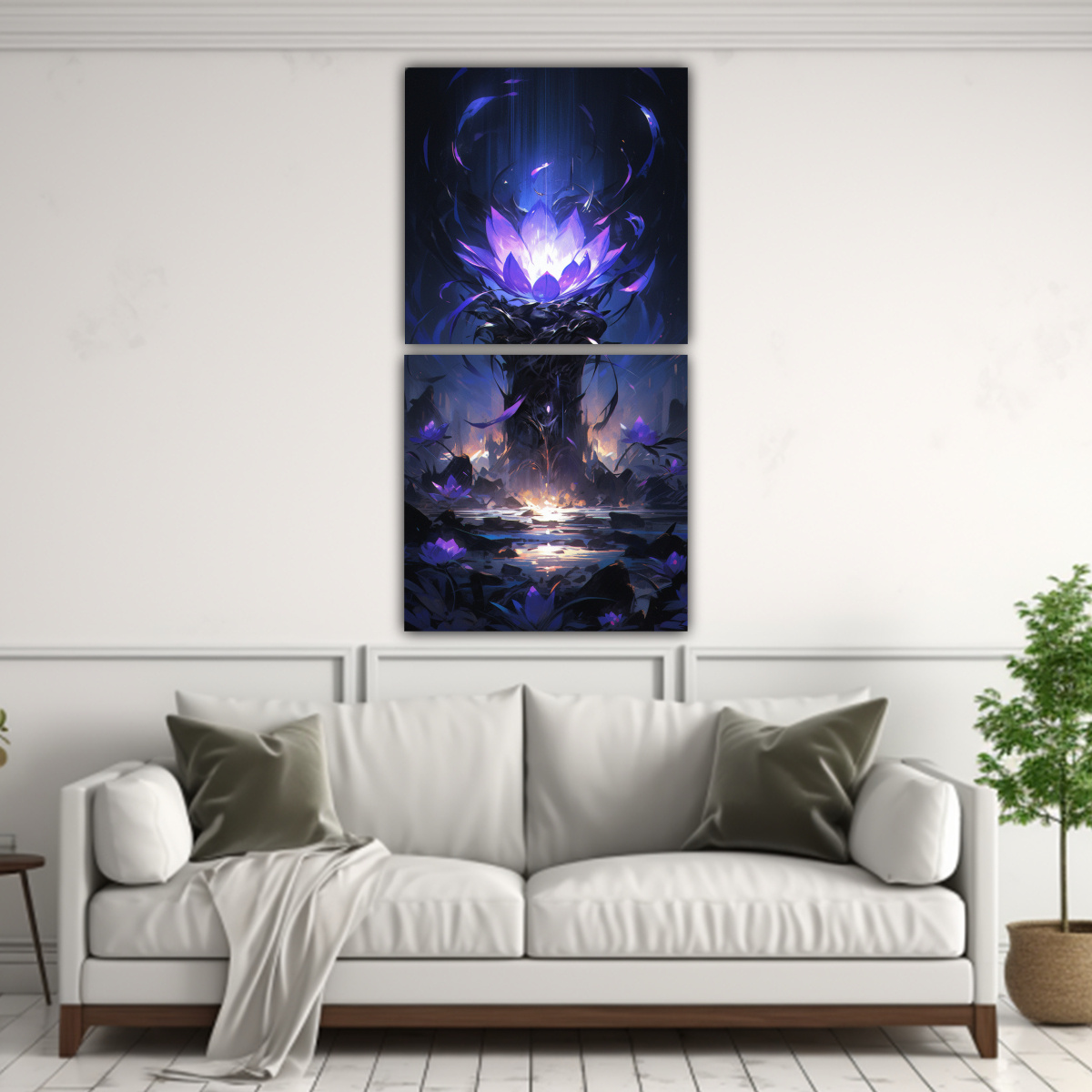 SET 2 ARTES DE PARED CALIDOS FIGURAS EN LIENZO 40X80 CM - 2