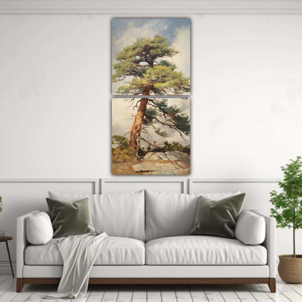 PINTURA ABSTRACTA DE UN PINO ESCOCÉS EXPRESANDO 40X80 CM - 2