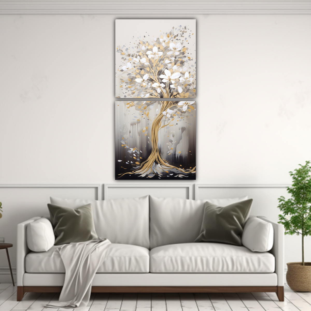 PINTURA DECORATIVA DE UN ÁRBOL FORESTAL EN 30X60 CM - 2