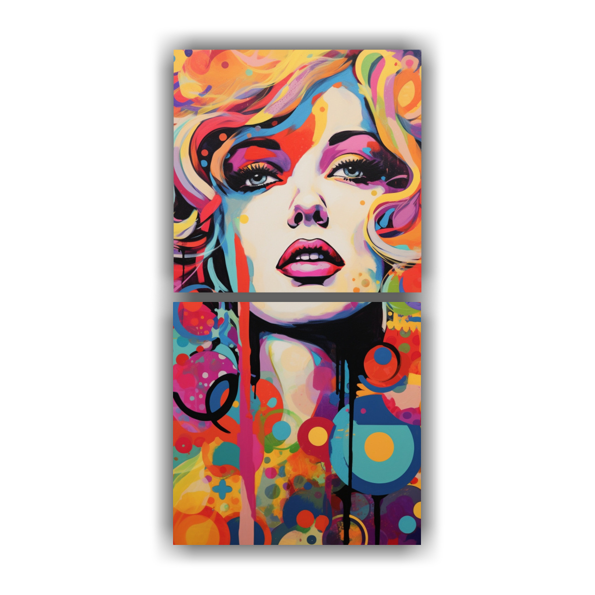 SET 2 LIENZOS DISEÑO DETALLE POP ART 80X160 CM - 1