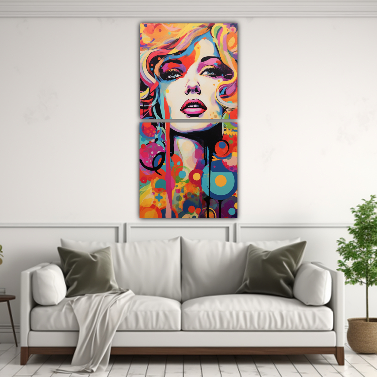 SET 2 LIENZOS DISEÑO DETALLE POP ART 80X160 CM - 2