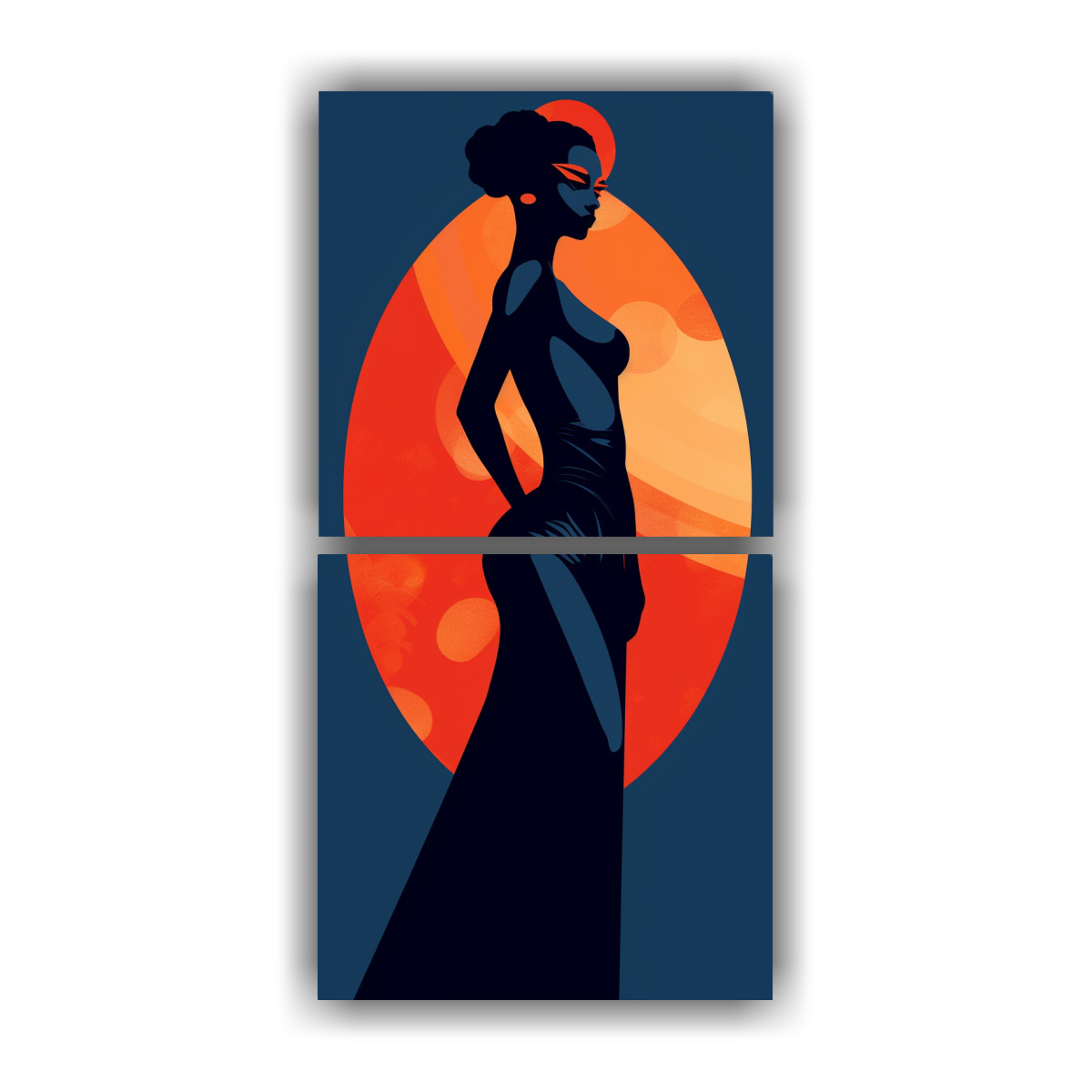 PINTURA DECORATIVA MUJER SILUETA EN NARANJA CON 40X80 CM - 1