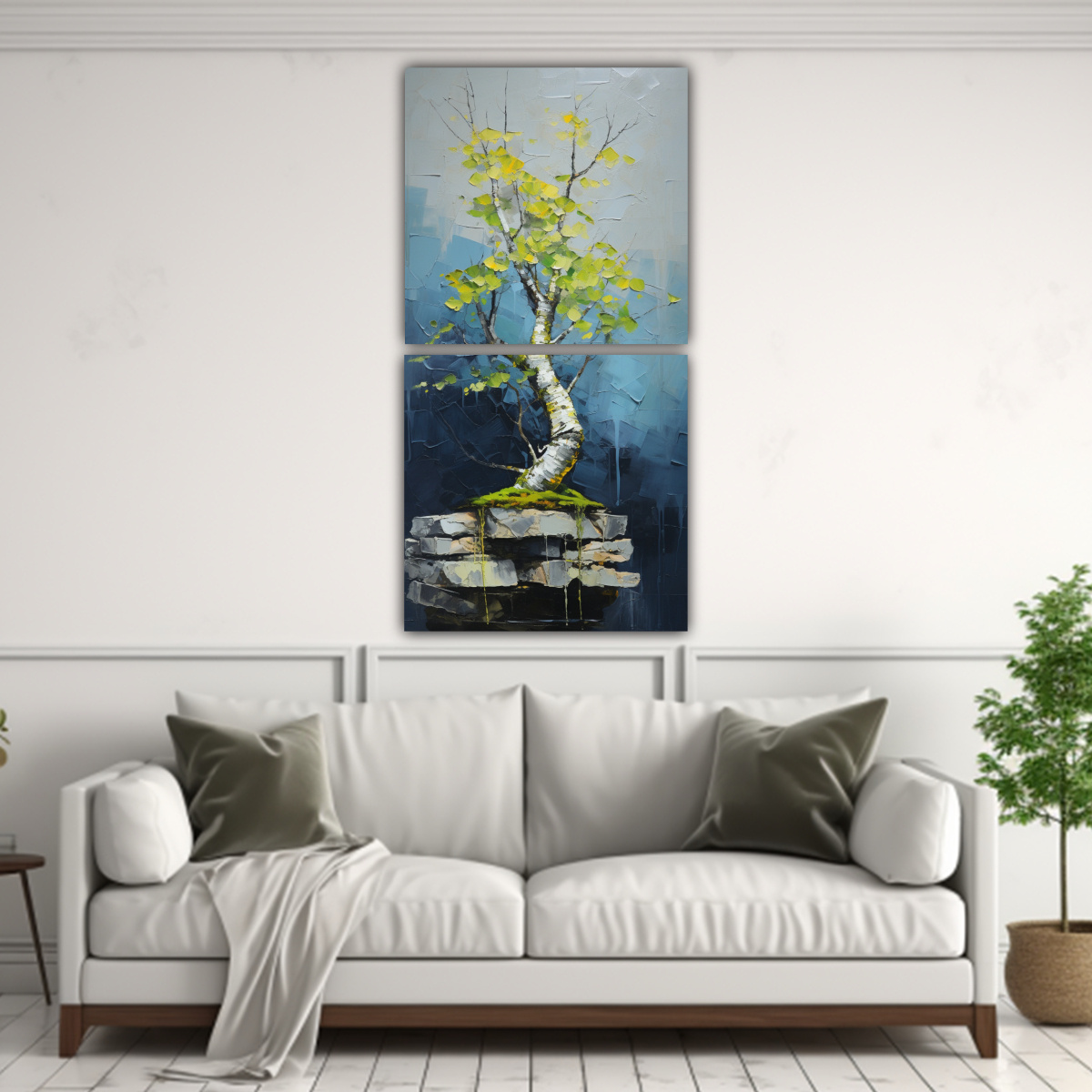 COMPOSICIONES TELA CANVAS DETALLE ÁRBOL BONSÁI 70X140 CM - 2