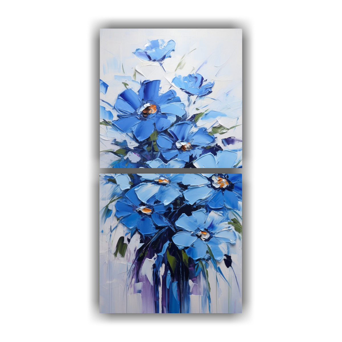 CUADRO FORMA COMBINACIÓN A DE FLORES AZULES EN 40X80 CM - 1