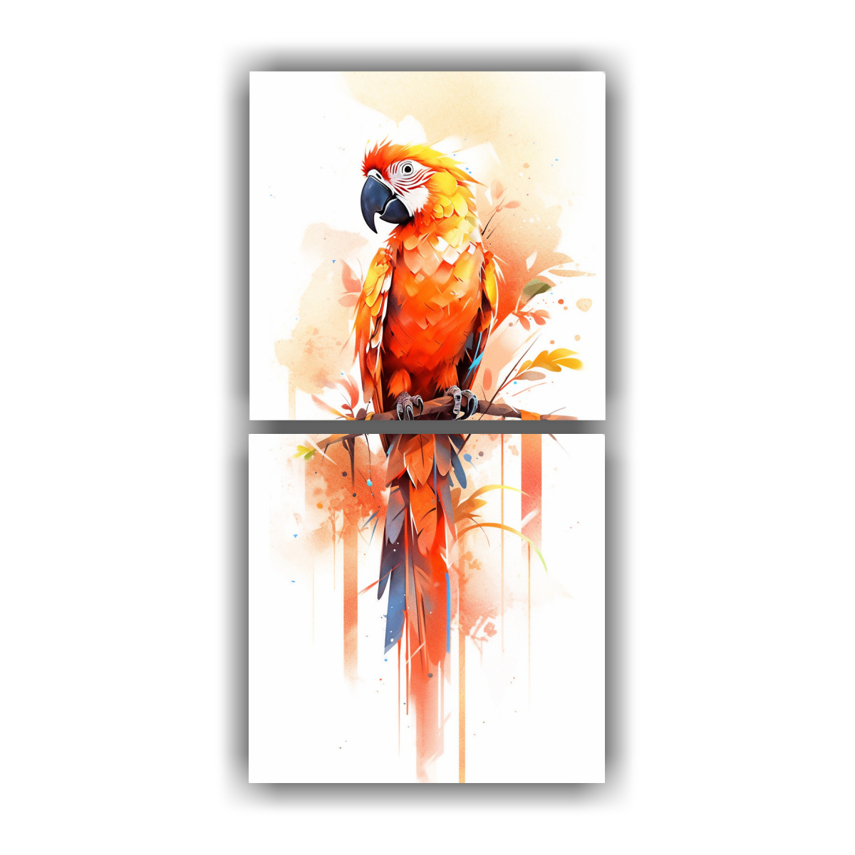 CUADROS MACAW NARANJA ESTILO NEO POP ART ESTÉTICO 30X60 CM - 1