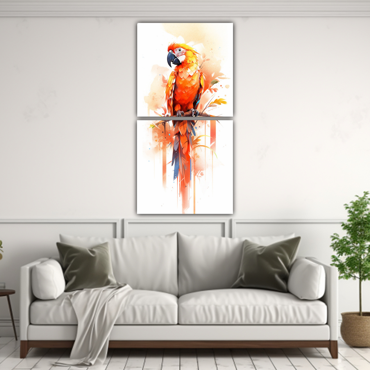 CUADROS MACAW NARANJA ESTILO NEO POP ART ESTÉTICO 30X60 CM - 2