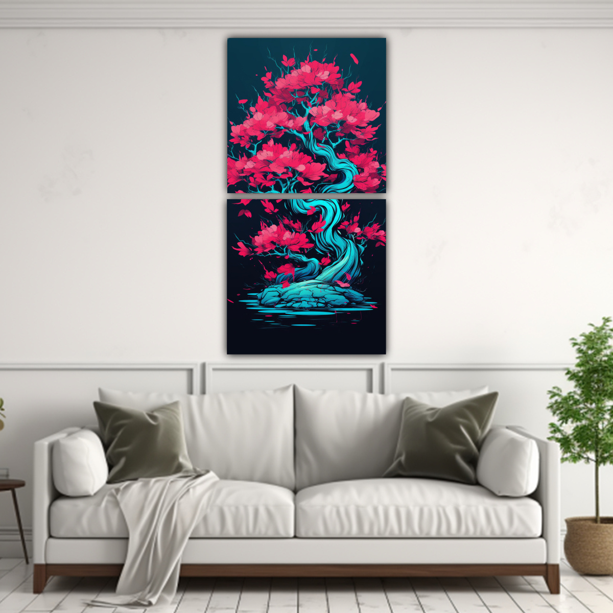 CUADRO DE DECORACIÓN DE ÁRBOL DE BONSÁI DE 40X80 CM - 2