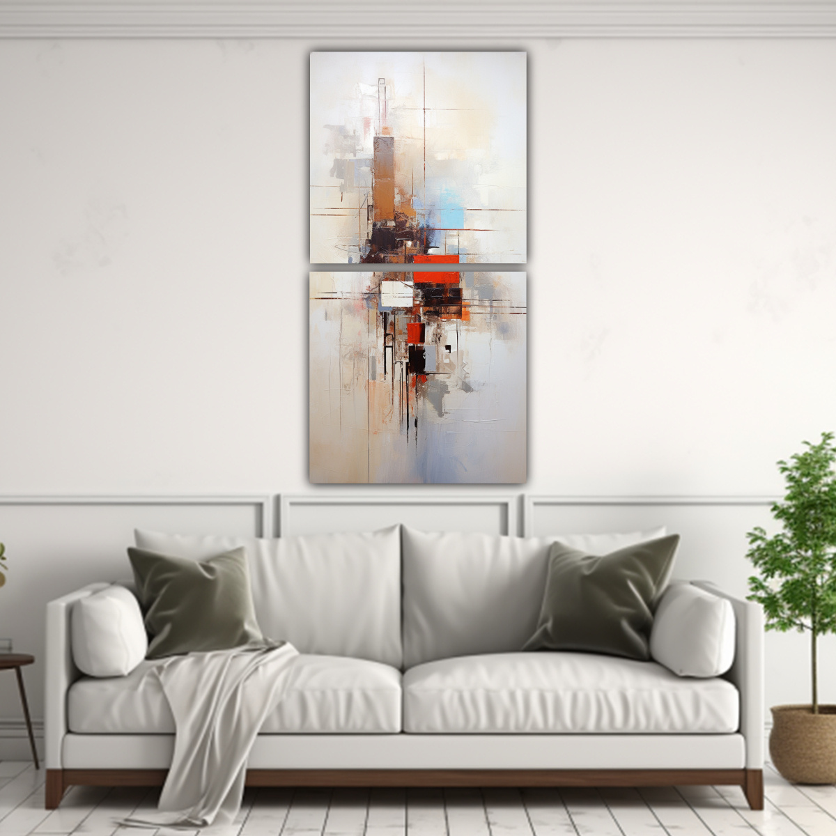 CUADROS ABSTRACTOS VINTAGE PARA DECORACIÓN, SET 40X80 CM - 2