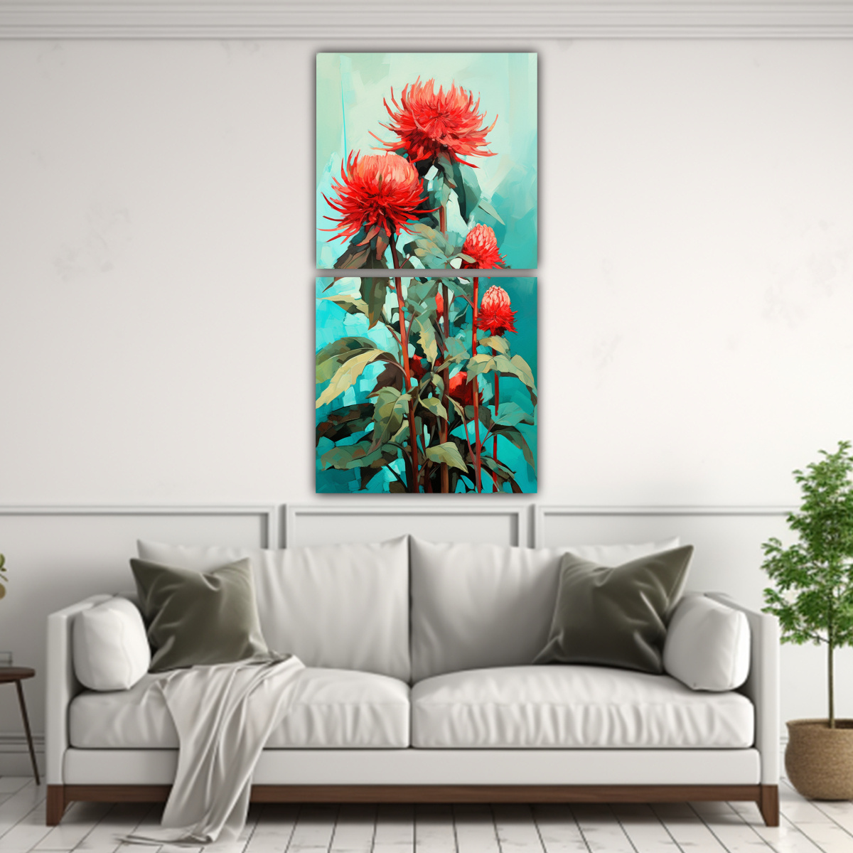 CUADROS DECORATIVOS MODERNOS DE LIENZO CON FLORES 50X100 CM - 2