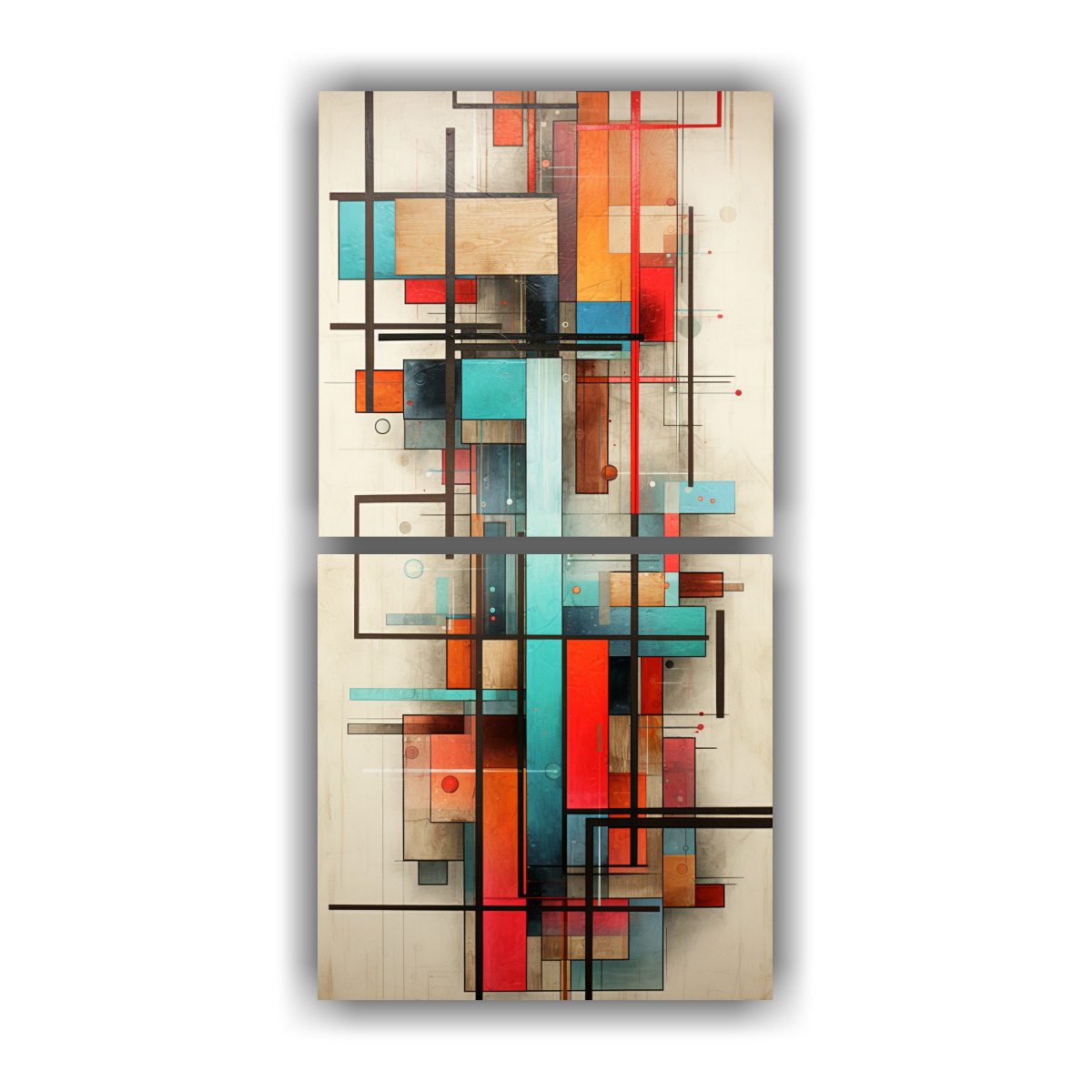 CUADROS GEOMÉTRICOS ABSTRACTOS EN CONTRASTE 40X80 CM - 1