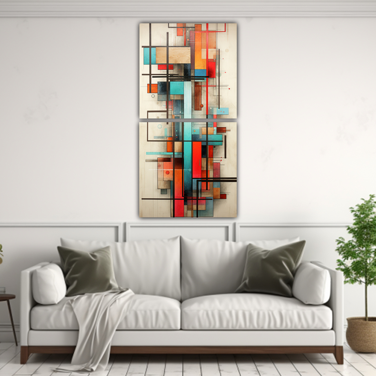 CUADROS GEOMÉTRICOS ABSTRACTOS EN CONTRASTE 40X80 CM - 2
