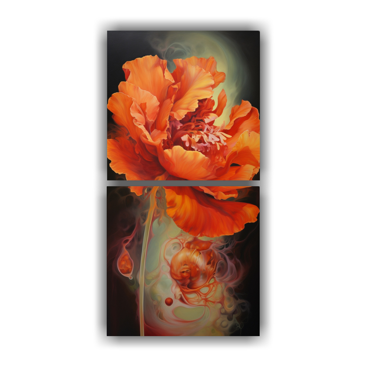 PINTURA ABSTRACTA FLORAL DETALLADA EN ÓLEO 70X140 CM - 1