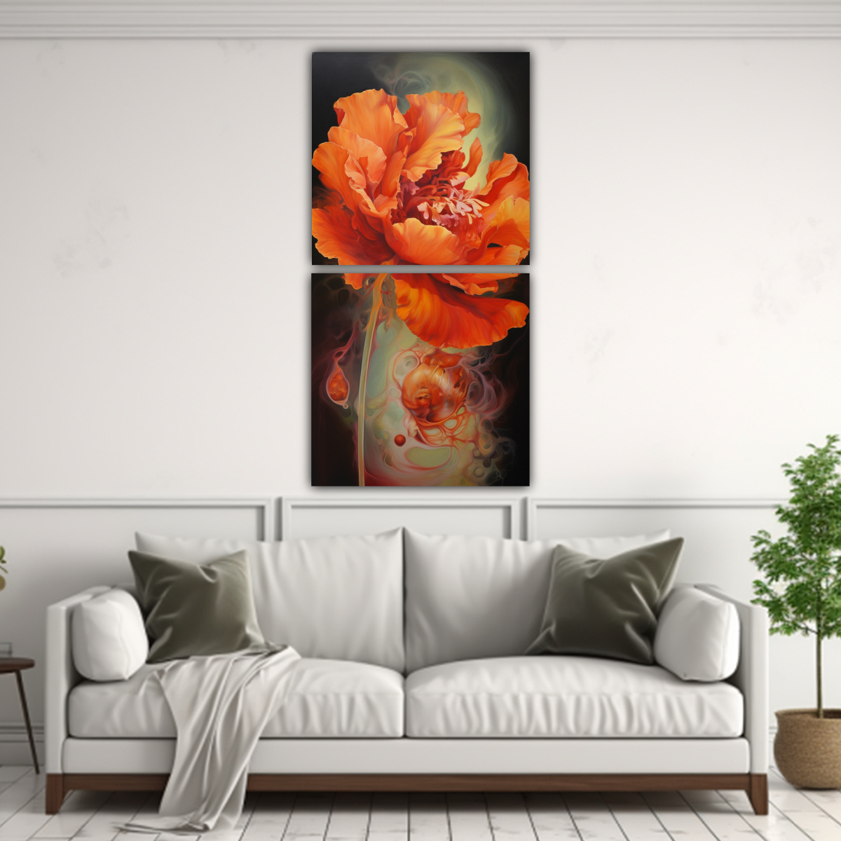 PINTURA ABSTRACTA FLORAL DETALLADA EN ÓLEO 70X140 CM - 2