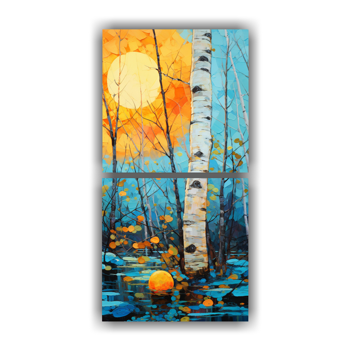 PINTURA ABSTRACTA DE ÁRBOL TEMBLOROSO DE ÁLAMO 40X80 CM - 1