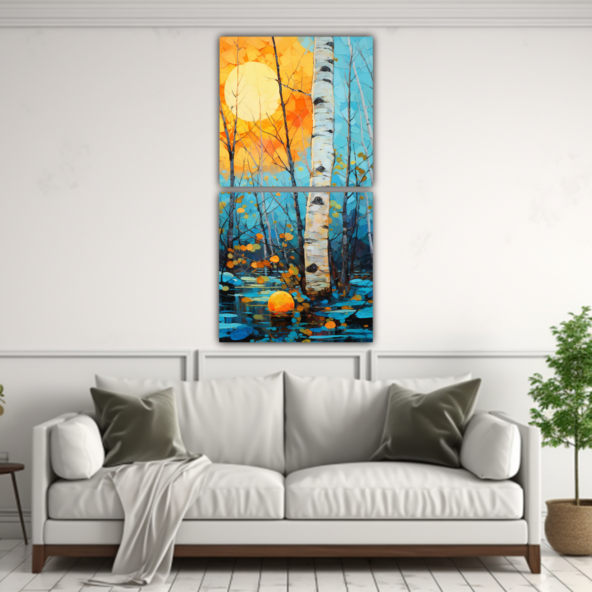 PINTURA ABSTRACTA DE ÁRBOL TEMBLOROSO DE ÁLAMO 40X80 CM - 2
