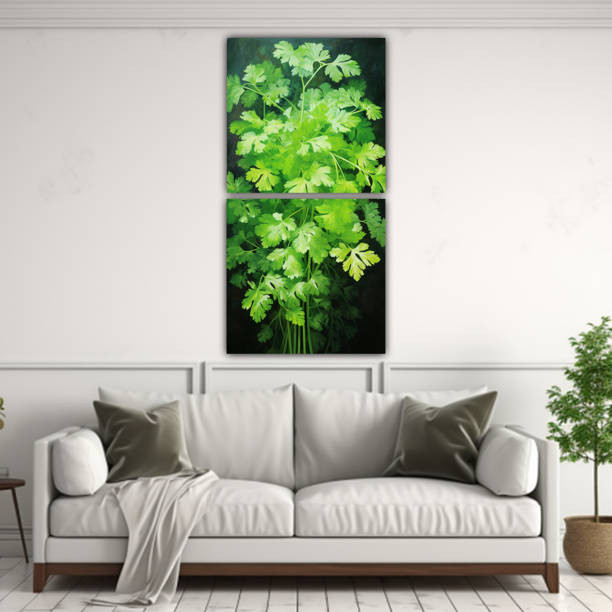 DIPTICO COMPOSICIÓN MULTICOLOR DE CILANTRO 70X140 CM - 2