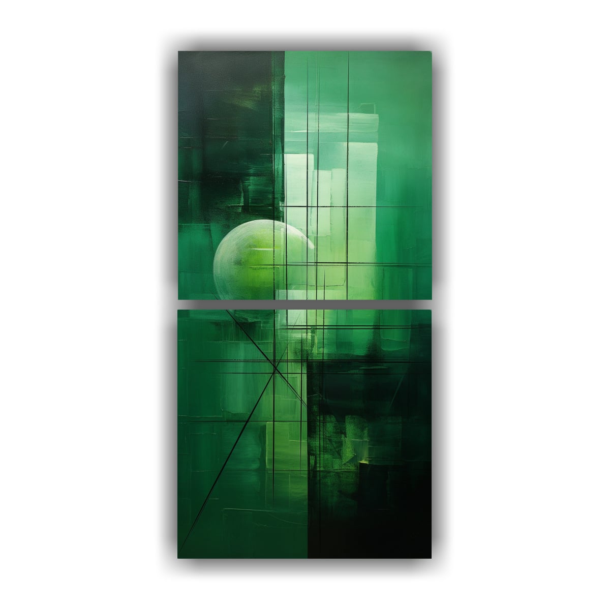 DÍPTICO ABSTRACTO EN TONOS VERDES 80X160 CM - 1