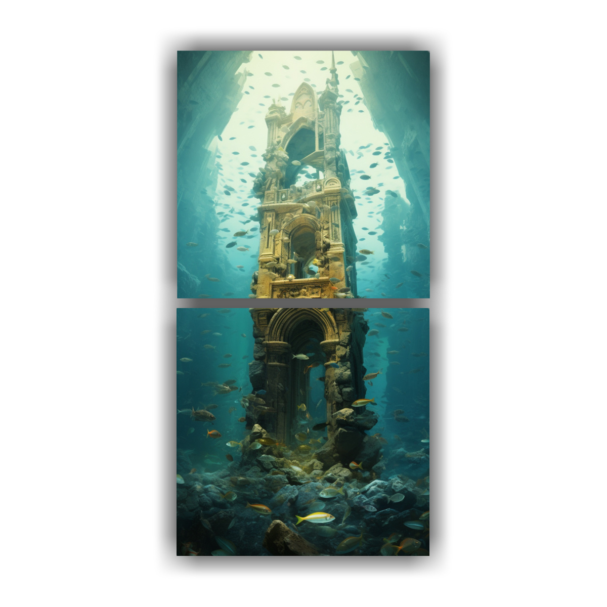 CUADRO VERTICAL CON DOS PINTURAS DE AMBIENTE: 80X160 CM - 1