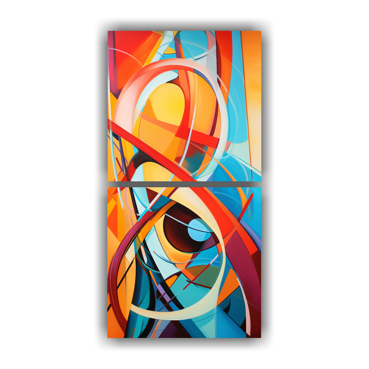 SET 2 CUADROS ABSTRACTOS REINTERPRETACIÓN DEL 50X100 CM - 1