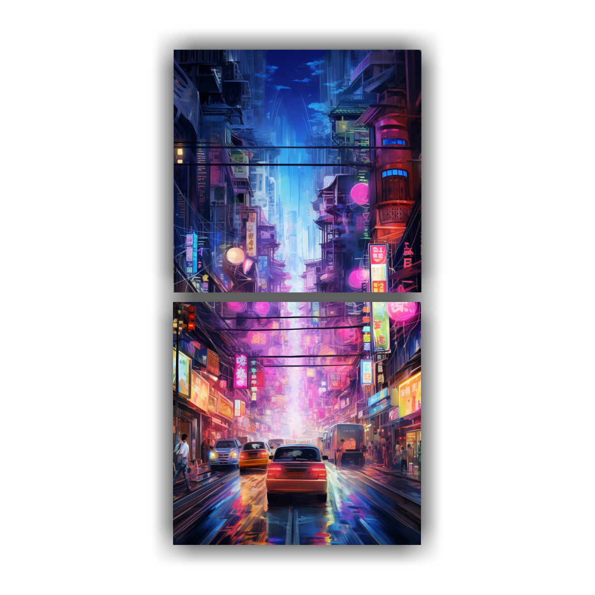 PINTURAS DINÁMICAS DE UN MERCADO BULLICIOSO DE 60X120 CM - 1