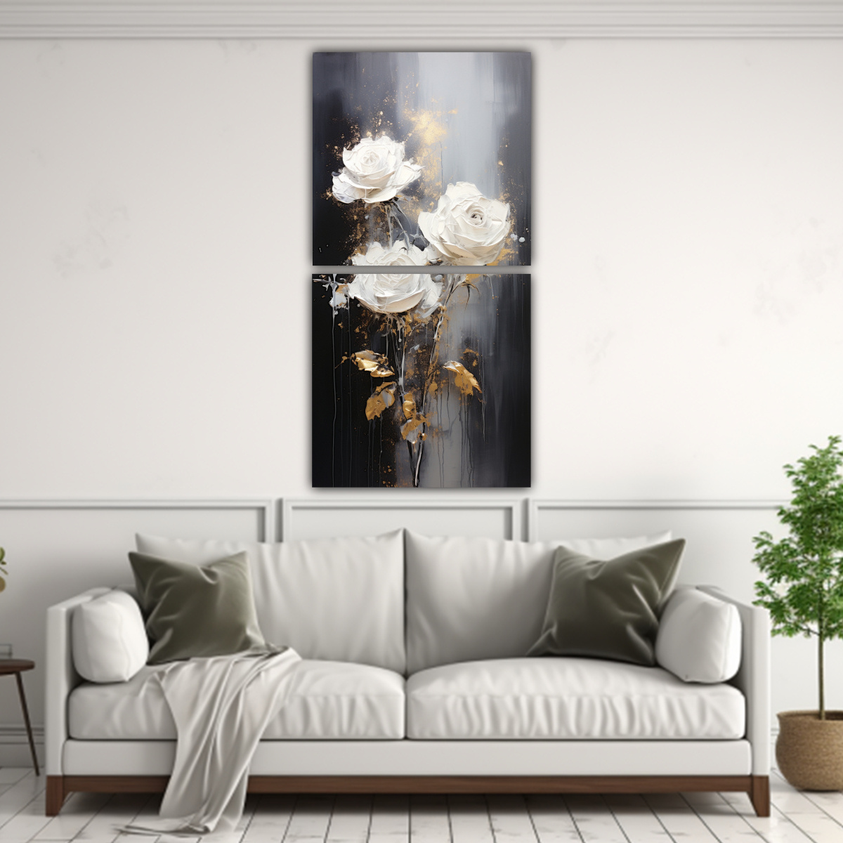 PINTURA EN LIENZO SET 2 ARTES DE PARED ALTA 70X140 CM - 2