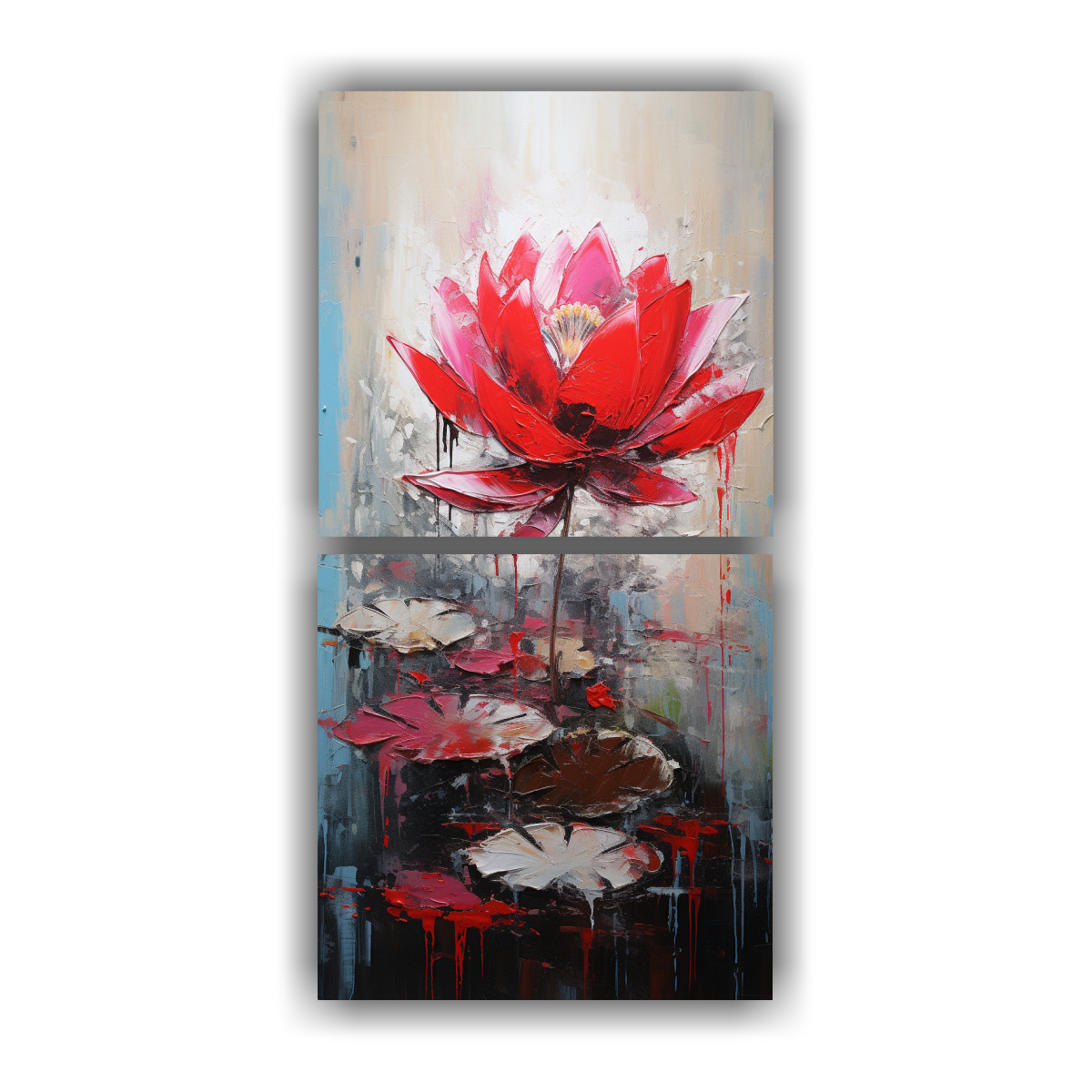 CUADRO INSPIRADOR SURREALISTA DE LOTO ROJO EN 30X60 CM - 1