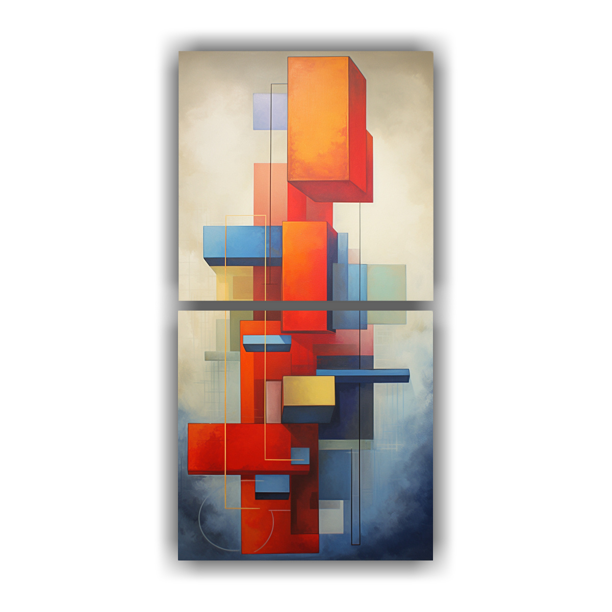 CUADROS GEOMÉTRICOS ADORABLES DE ABSTRACCIÓN 70X140 CM - 1