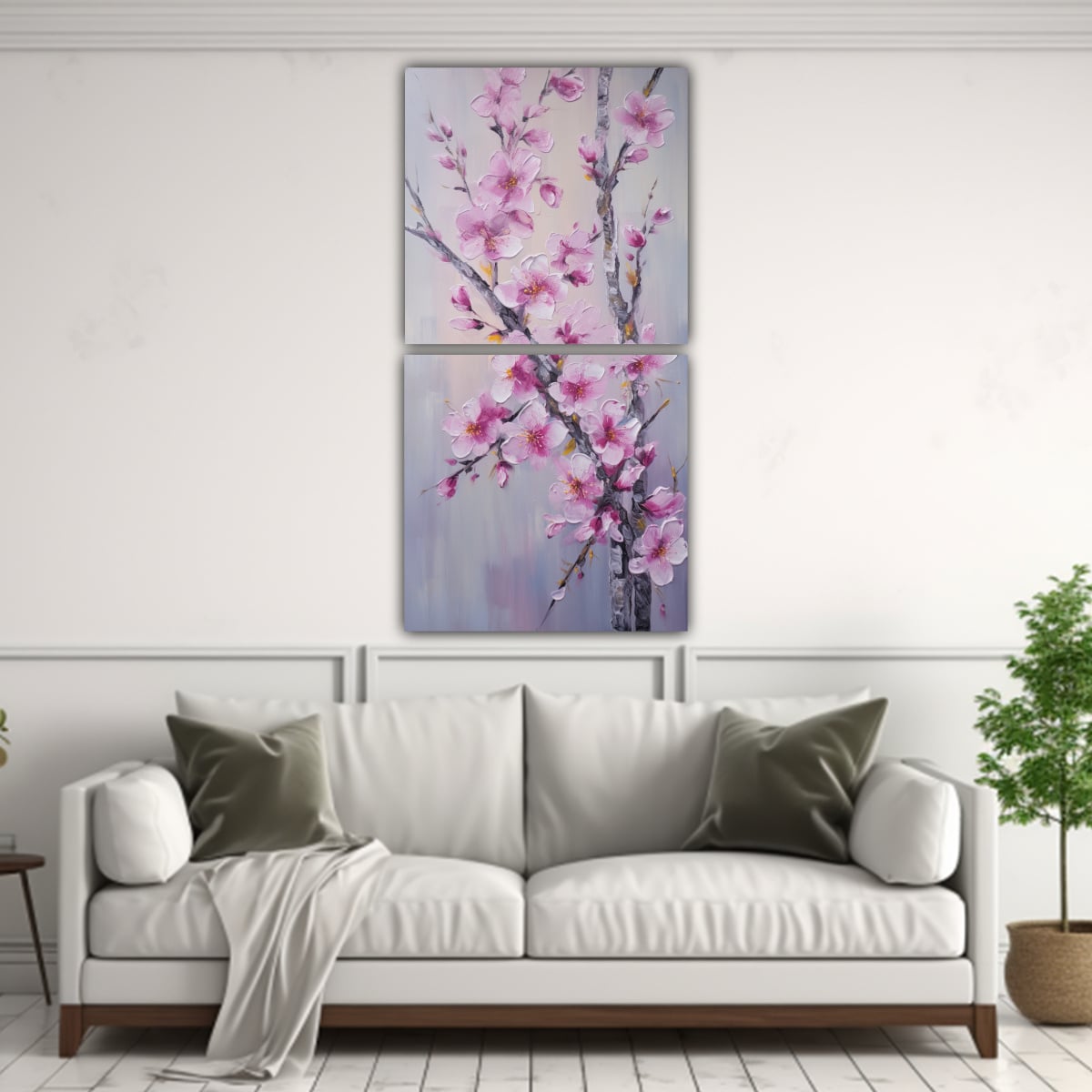 SET 2 PINTURAS INSPIRADORAS EQUILIBRIO FLORES 50X100 CM - 2