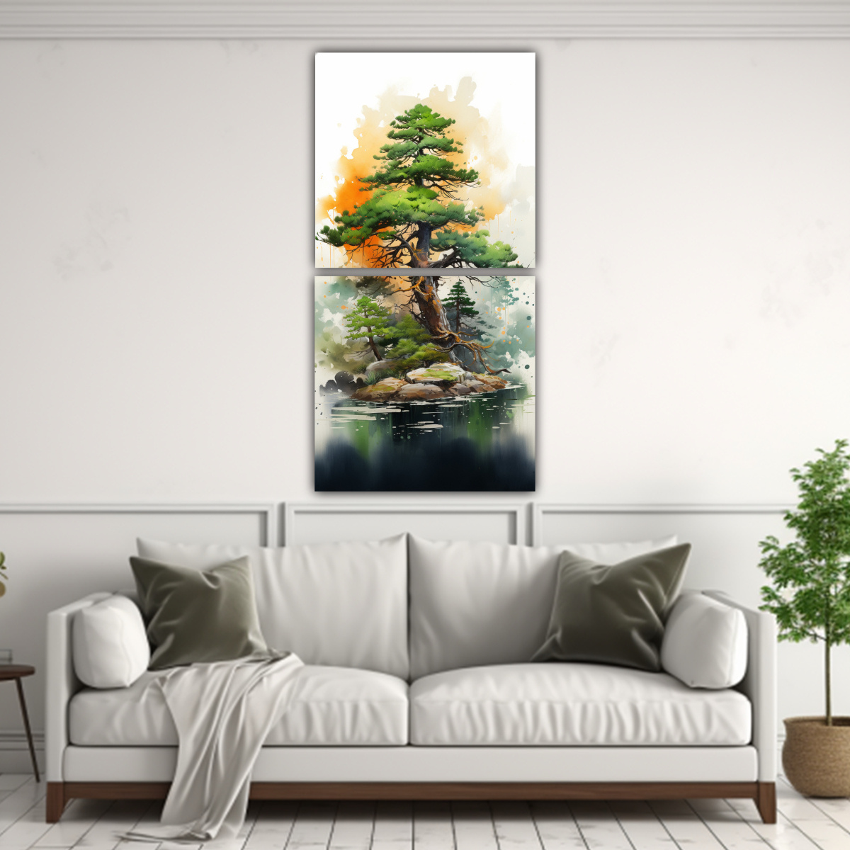 PINTURAS ABSTRACTAS DE DECORACIÓN CON ÁRBOL 50X100 CM - 2