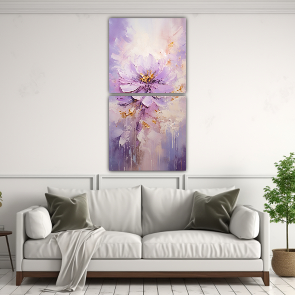 PINTURA DECORATIVA DE FLORES MORADAS ESTILO DOS 50X100 CM - 2