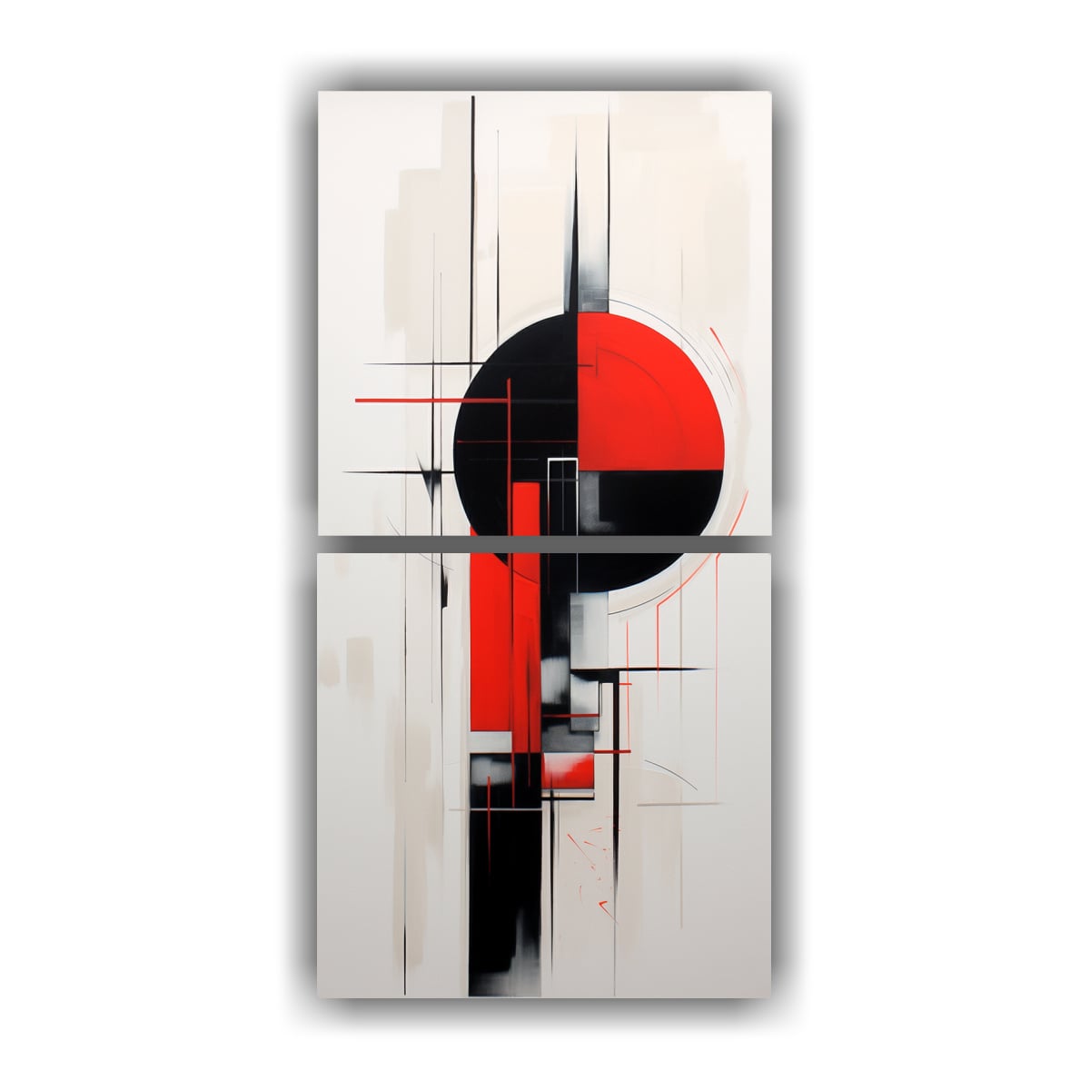 DOS CUADROS DE TELA ABSTRACTOS: RIQUEZA VISUAL EN 50X100 CM - 1