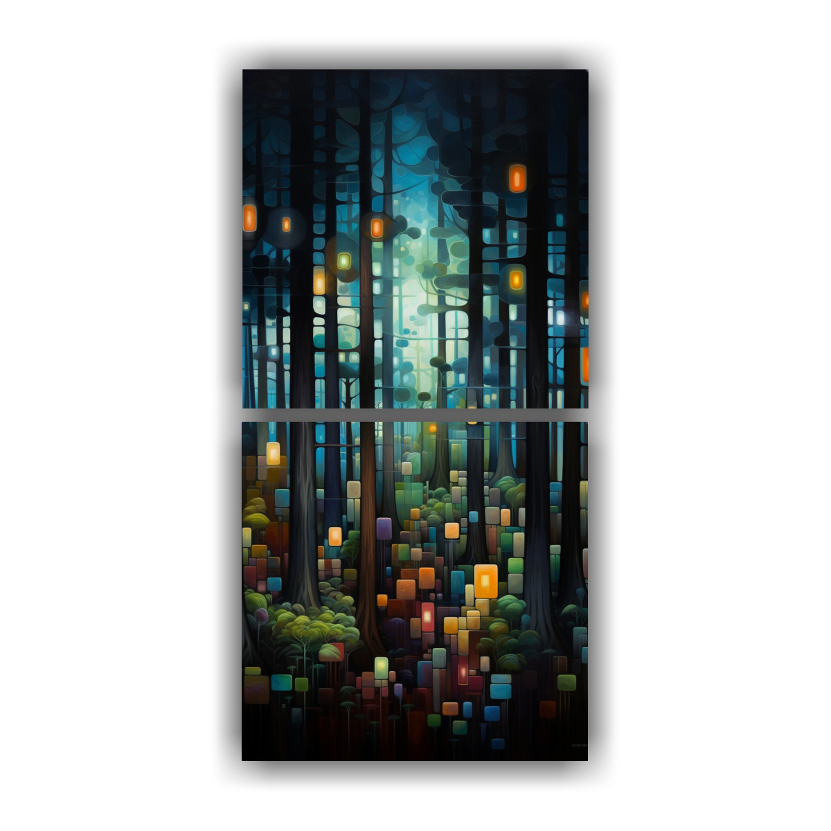 CUADROS DE BOSQUES ABSTRACTOS EN BASTIDOR PARA 40X80 CM - 1
