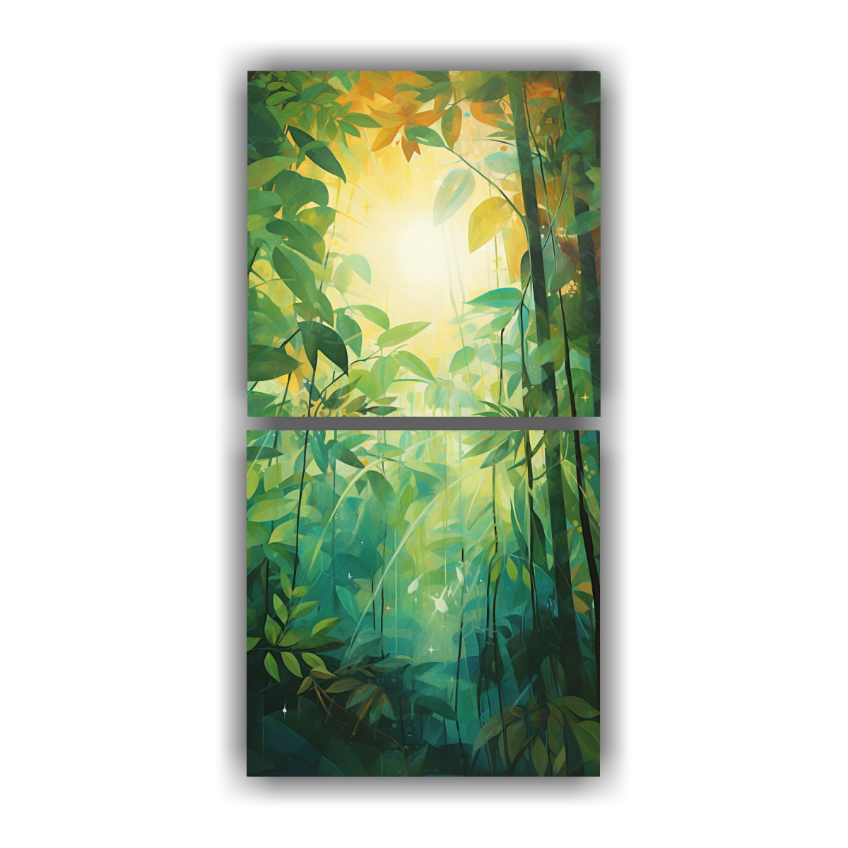 PINTURAS HERMOSAS DE BOSQUE LLUVIOSO EN ABSTRACTO 20X40 CM - 1