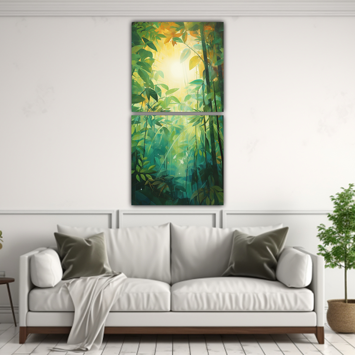 PINTURAS HERMOSAS DE BOSQUE LLUVIOSO EN ABSTRACTO 20X40 CM - 2