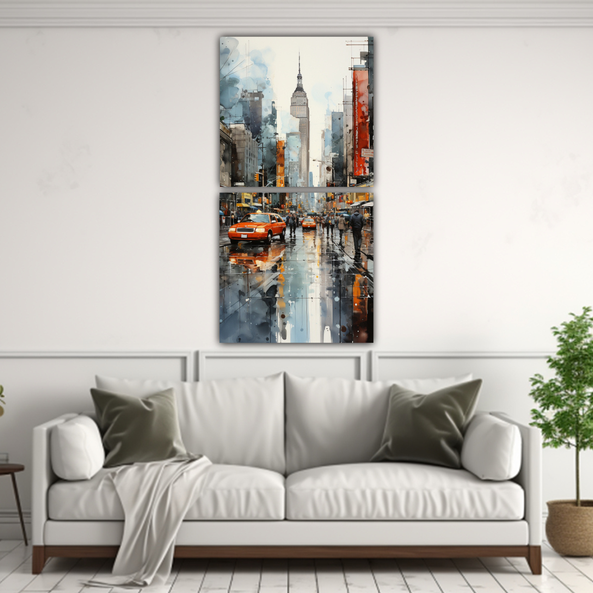 DOS LIENZOS MODERNOS PARA SALA PINTURAS DE NEW 80X160 CM - 2