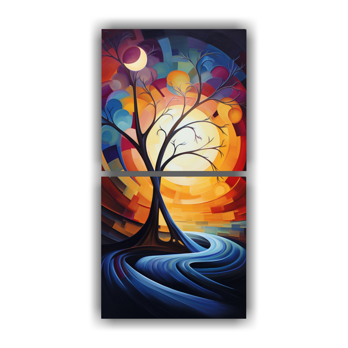 ARMONÍA ABSTRACTA NOCHE Y DÍA: PINTURAS 20X40 CM - 1