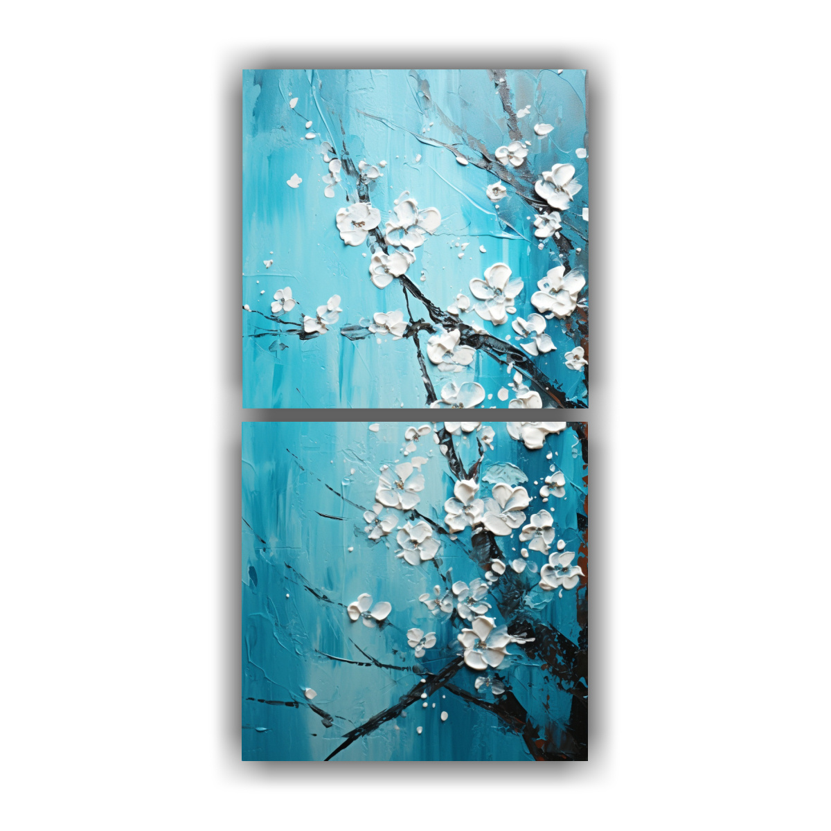 PINTURA VINTAGE DE FLORES DE CEREZO EN LIENZO EN 60X120 CM - 1