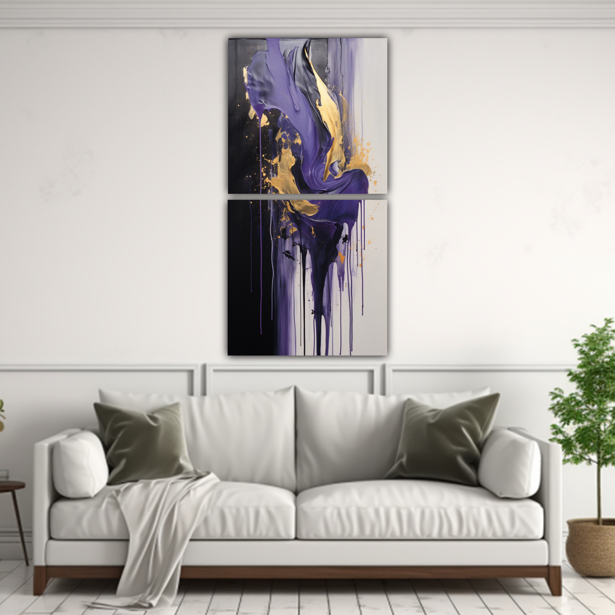 PINTURAS DECORATIVAS ABSTRACTAS EN TONOS AZUL, 50X100 CM - 2