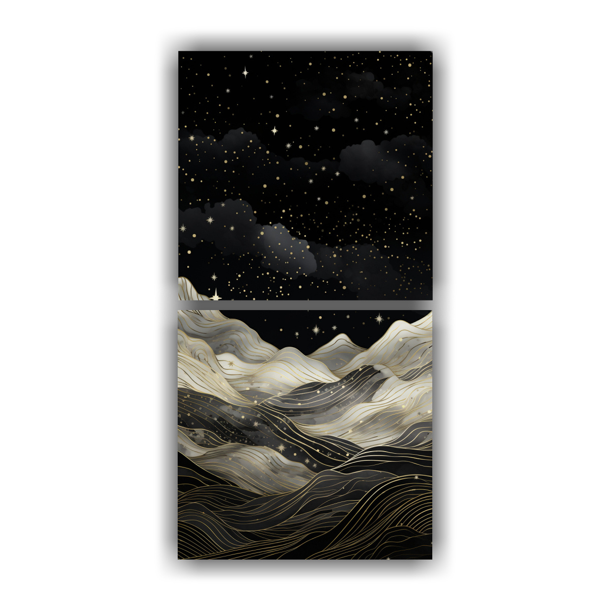 DOS PINTURAS DE PARED DE DISEÑO MONTAÑA CON 60X120 CM - 1