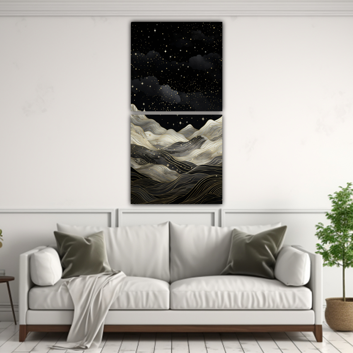 DOS PINTURAS DE PARED DE DISEÑO MONTAÑA CON 60X120 CM - 2