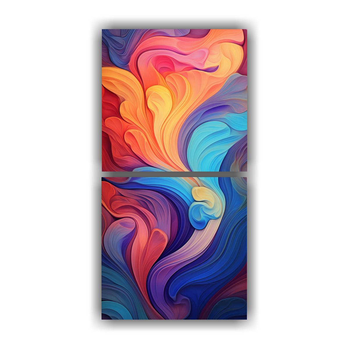 PINTURA ABSTRACTA DINÁMICA CUADROS COMPOSICIÓN 40X80 CM - 1