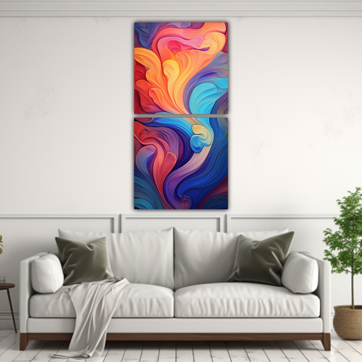PINTURA ABSTRACTA DINÁMICA CUADROS COMPOSICIÓN 40X80 CM - 2