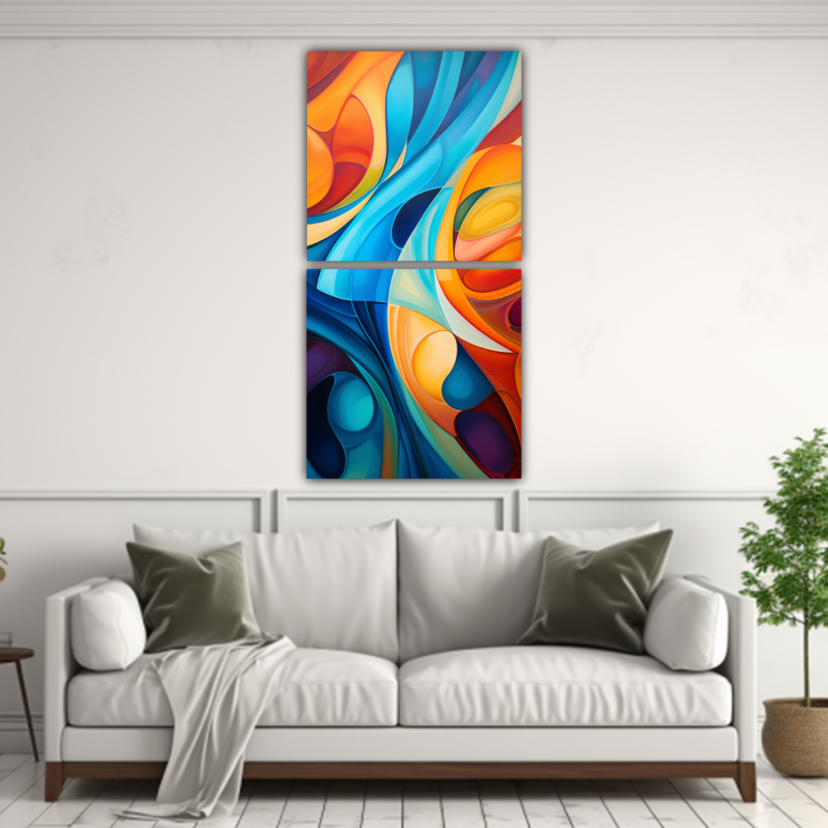 PINTURAS ABSTRACTAS MODERNAS EN BASTIDOR: DOS 60X120 CM - 2
