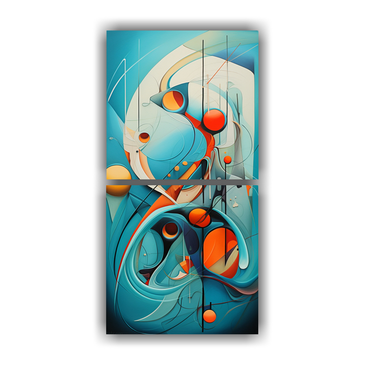 CUADROS ABSTRACTOS TURQUESA TELA SUBLIMADA 20X40 CM - 1