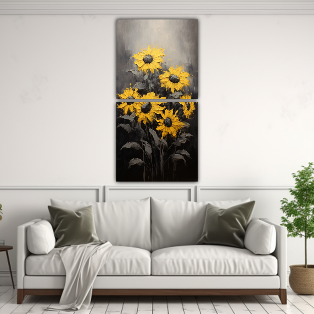FORMAS ELEGANTES PARA SALA: CUADRO DE GIRASOLES 40X80 CM - 2